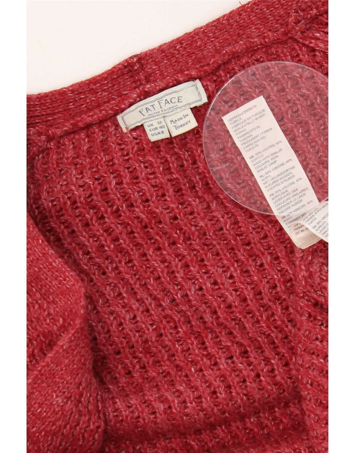 Fat Face Womens Oversized Open Cardigan Sweater UK 12 Medium Red Viscose