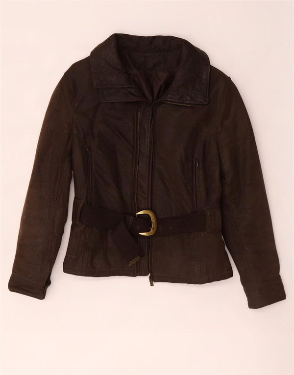 Vintage Womens Leather Jacket IT 42 Medium Brown