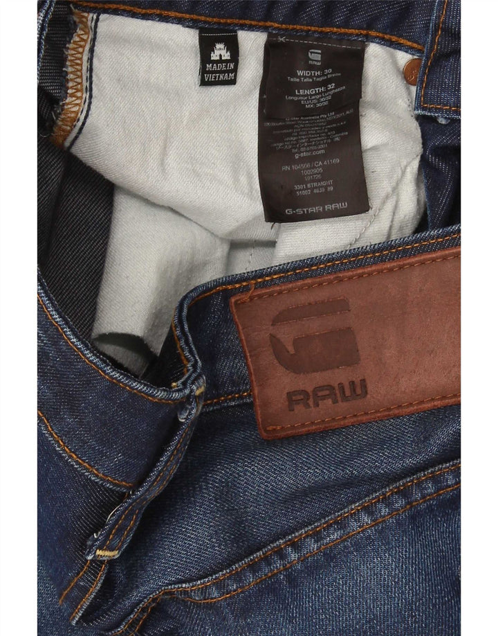 G-Star Mens 3301 Straight Jeans W30 L32 Blue Cotton