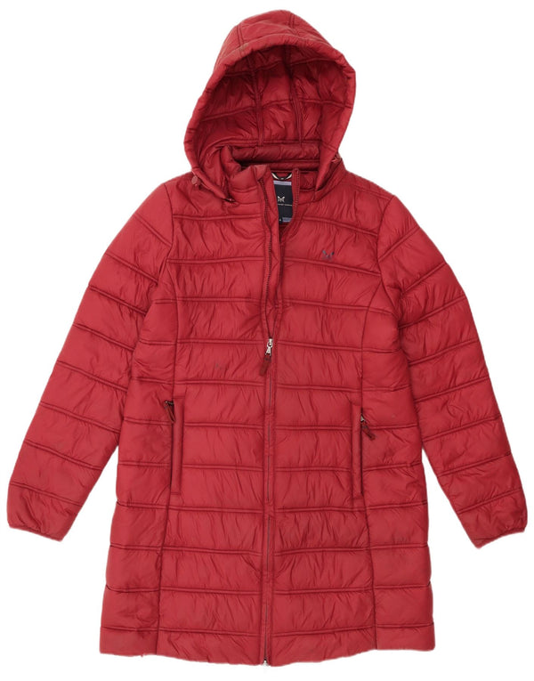 Crew Clothing Womens Hooded Padded Coat UK 14 Medium Burgundy Nylon
