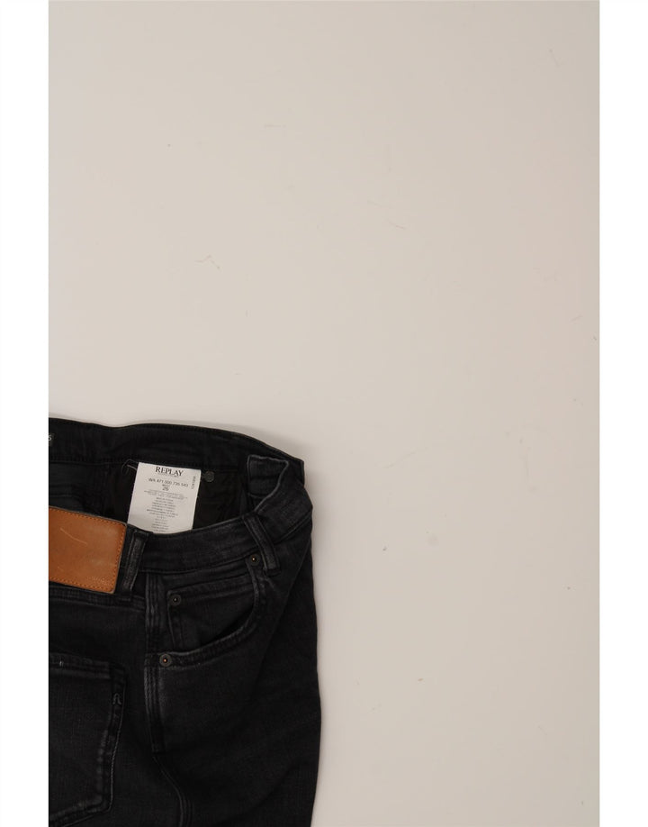 REPLAY Womens Tapered Jeans W26 L27 Black Cotton Vintage Replay and Second-Hand Replay from Messina Hembry 