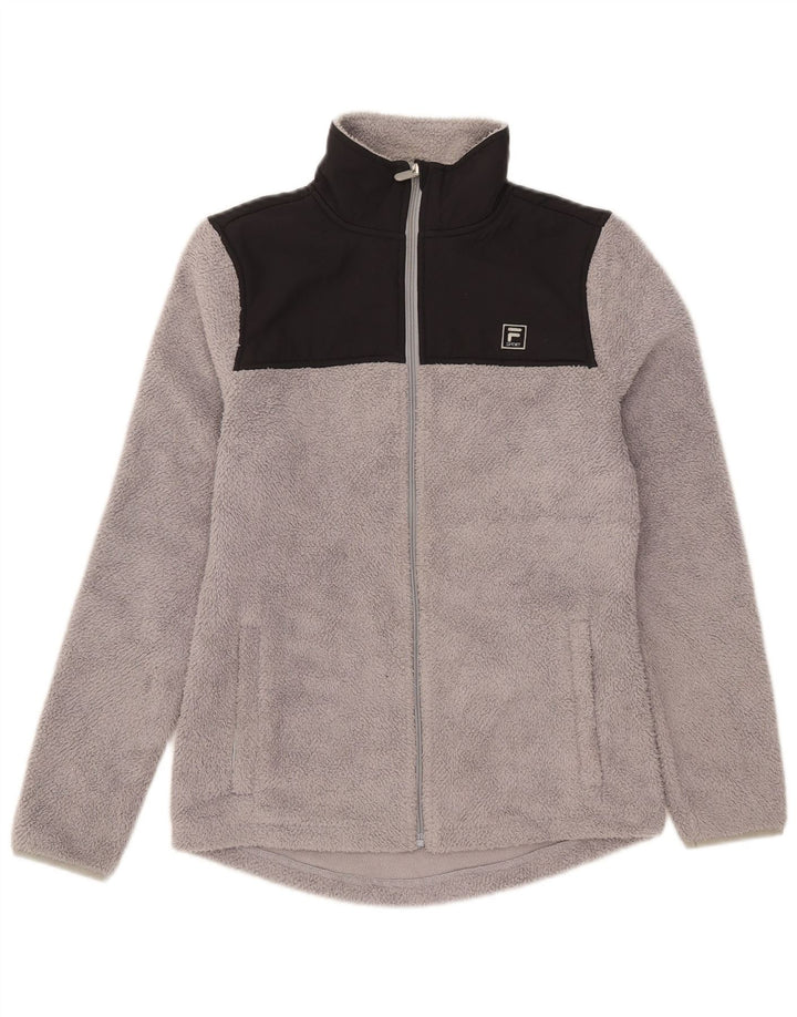Fila Womens Fleece Jacket UK 6 XS Grey Colourblock Polyester