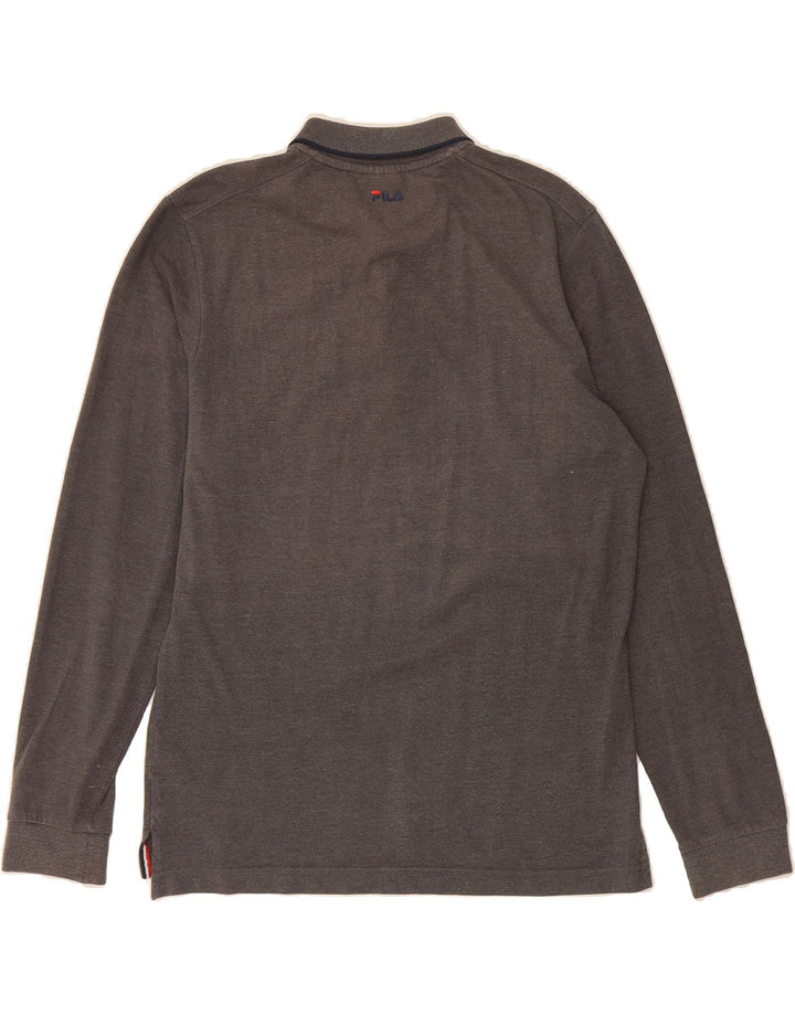 FILA Mens Long Sleeve Polo Shirt XL Grey Cotton Vintage Fila and Second-Hand Fila from Messina Hembry 