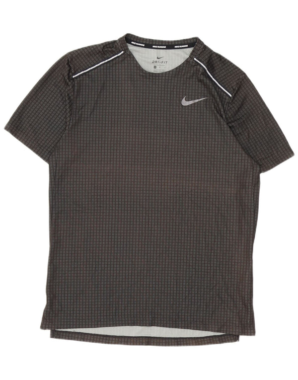 Nike Mens Dri Fit T-Shirt Top Medium Grey Geometric Polyester