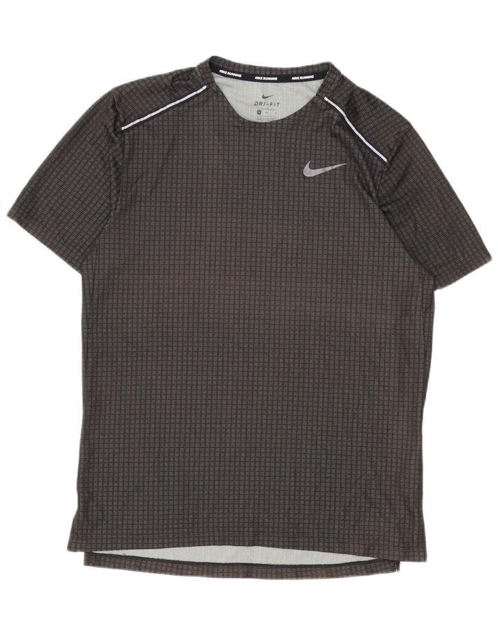 Nike Mens Dri Fit T-Shirt Top Medium Grey Geometric Polyester