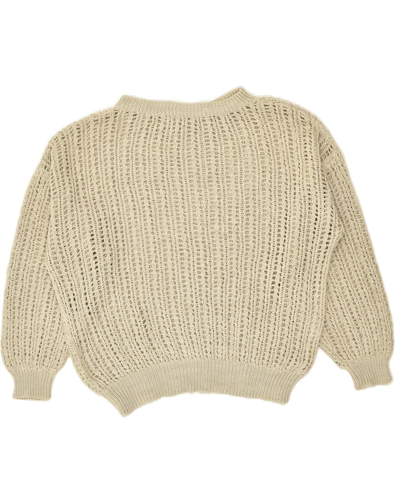 VINTAGE Womens See Through Boat Neck Jumper Sweater UK 14 Large Beige | Vintage Vintage | Thrift | Second-Hand Vintage | Used Clothing | Messina Hembry 