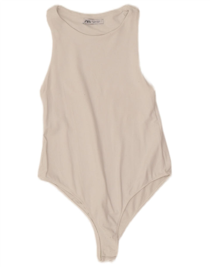Zara Womens Sleeveless Bodysuit UK 12 Medium White