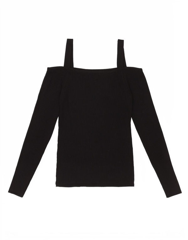 Guess Womens Off Shoulder Top UK 12 Medium Black Rayon