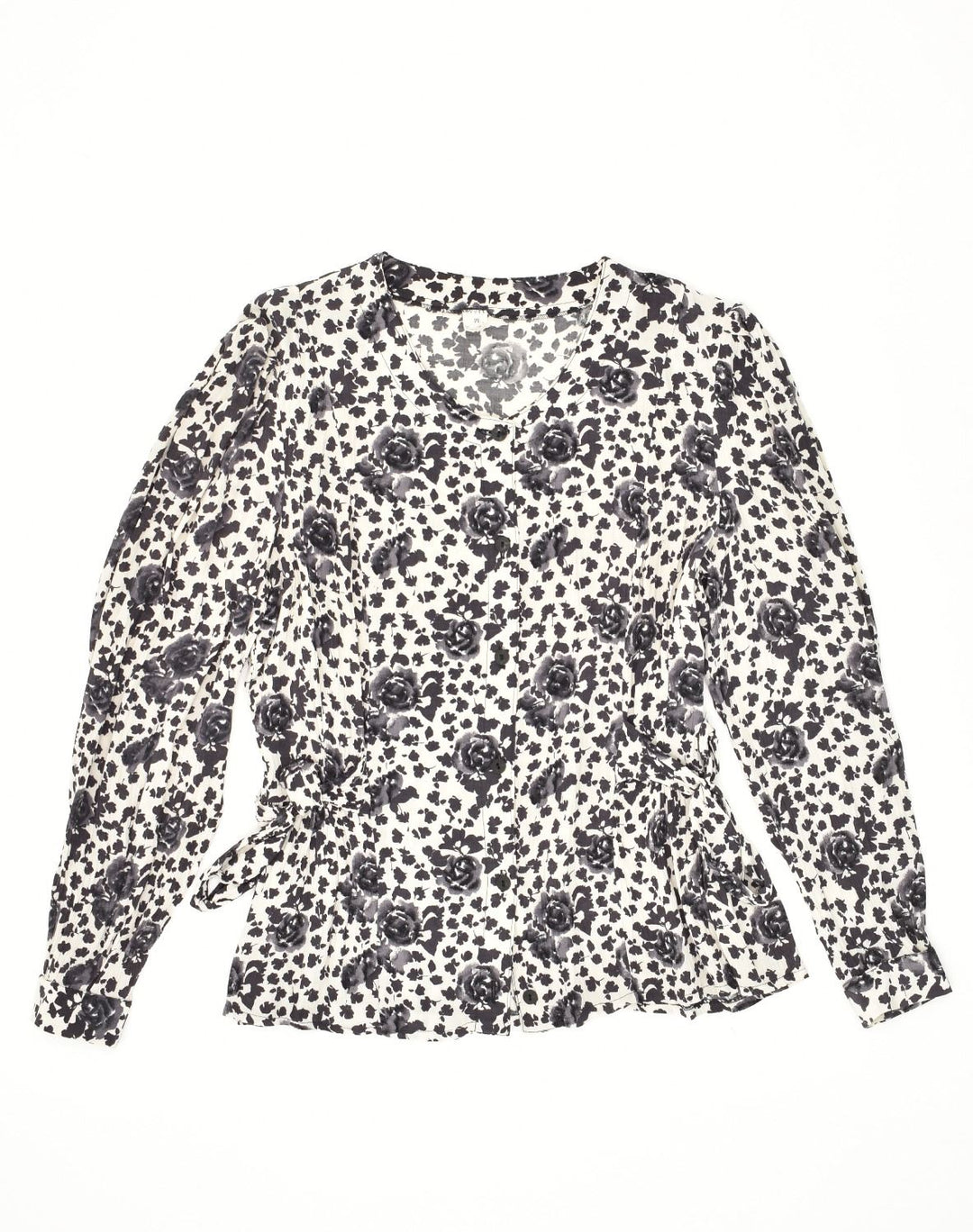VINTAGE Womens Shirt Blouse UK 14 Medium White Floral Viscose | Vintage Vintage | Thrift | Second-Hand Vintage | Used Clothing | Messina Hembry 