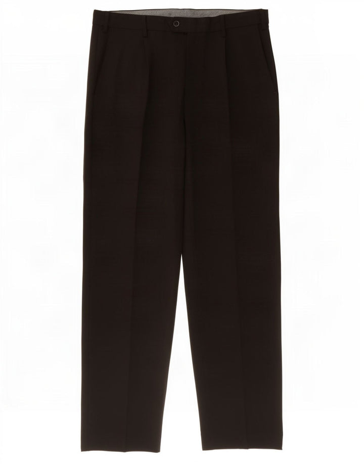 Marks & Spencer Mens Regular Suit Trousers W36 L33 Black Polyester