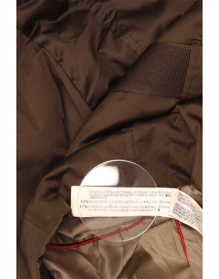 Zara Womens Hooded Padded Jacket UK 10 Small Brown Polyester