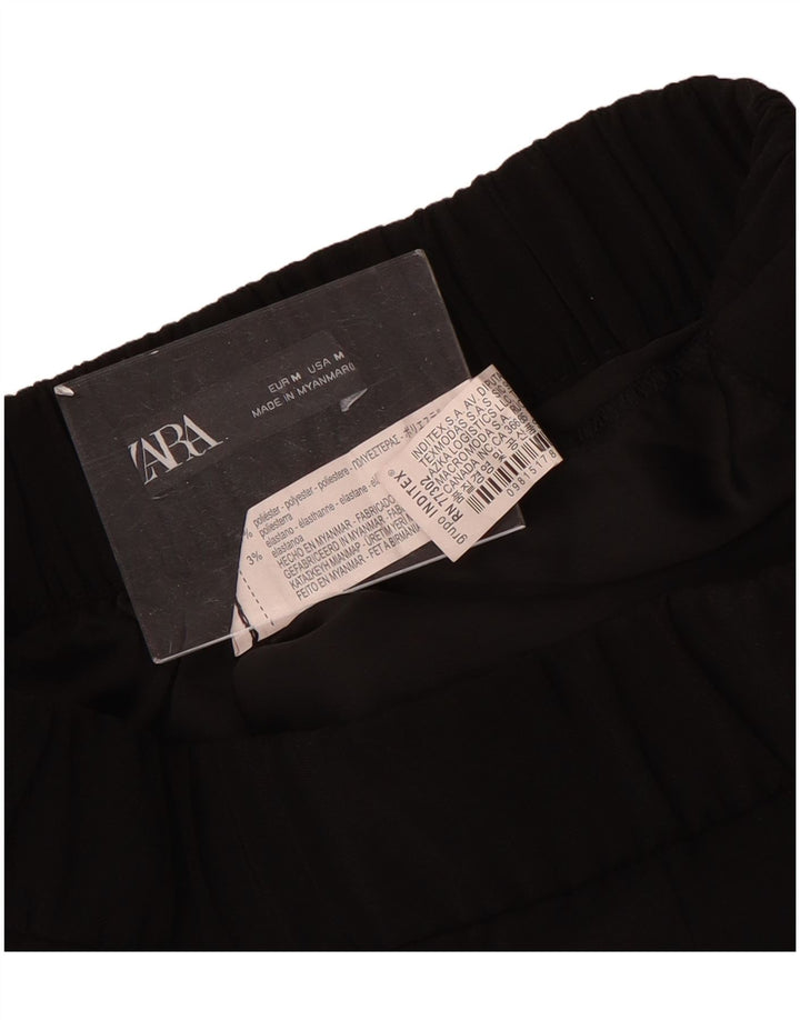 Zara Womens Wide Leg Cropped Trousers Medium W30 L24 Black Polyester