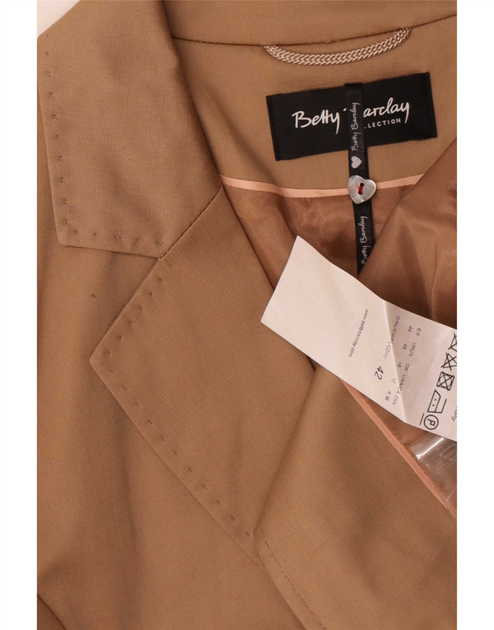 Betty Barclay Womens 2 Button Blazer Jacket UK 16 Large Beige Cotton