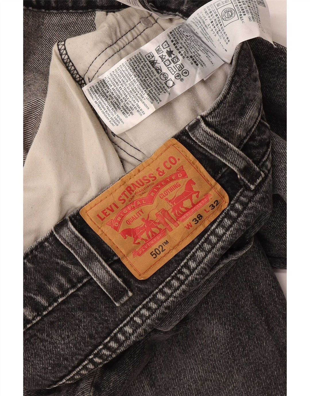 Levi's Mens 502 Tapered Jeans W38 L32 Grey Cotton