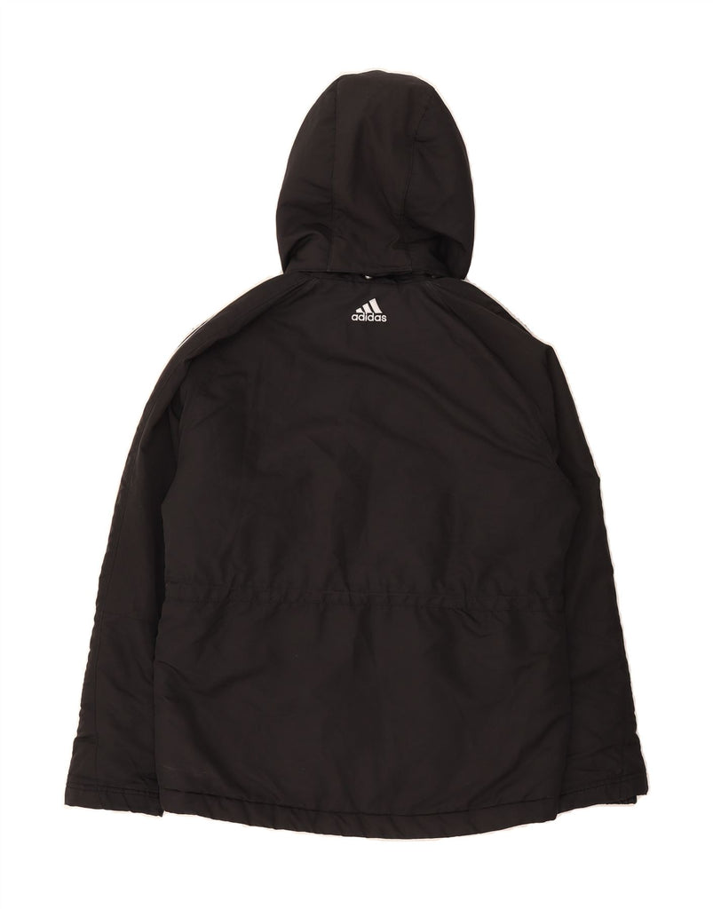 ADIDAS Boys Hooded Windbreaker Jacket 13-14 Years Black Polyester Vintage Adidas and Second-Hand Adidas from Messina Hembry 