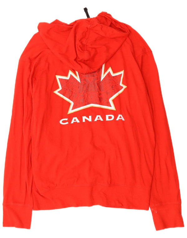 Nike Mens Canada Graphic Zip Hoodie Sweater Medium Red Cotton