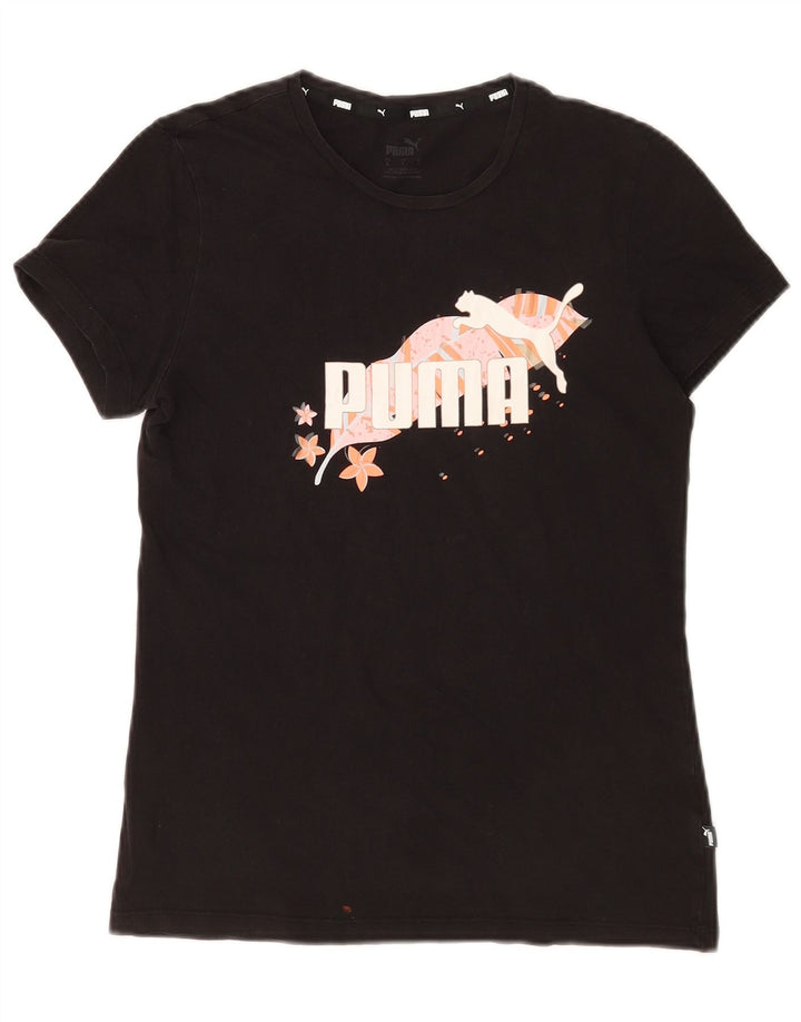Puma Womens Graphic T-Shirt Top UK 10 Small Black