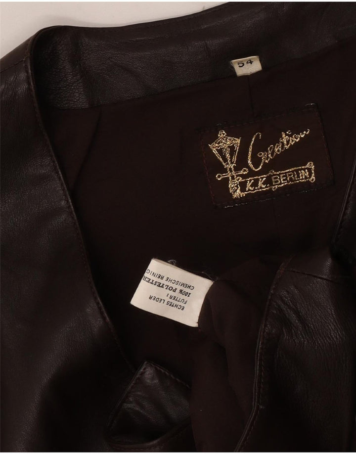 Creation Mens Waistcoat EU 54 2XL Brown Leather