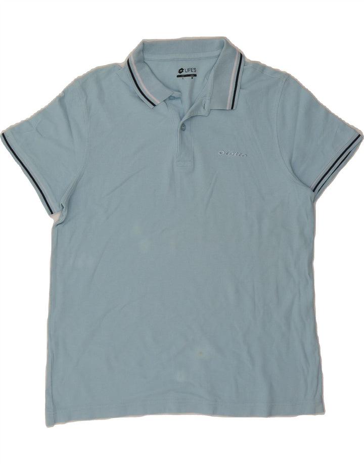 LOTTO Mens Polo Shirt Large Blue Cotton Vintage Lotto and Second-Hand Lotto from Messina Hembry 
