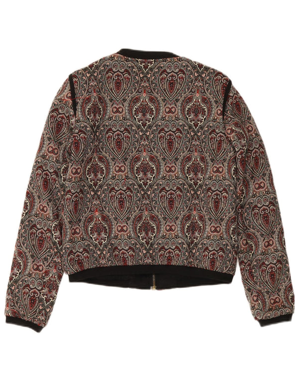 Zara Womens Crop Bomber Jacket UK 10 Small Multicoloured Paisley