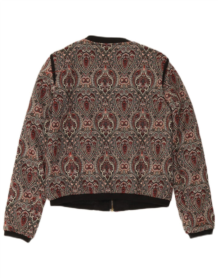 Zara Womens Crop Bomber Jacket UK 10 Small Multicoloured Paisley