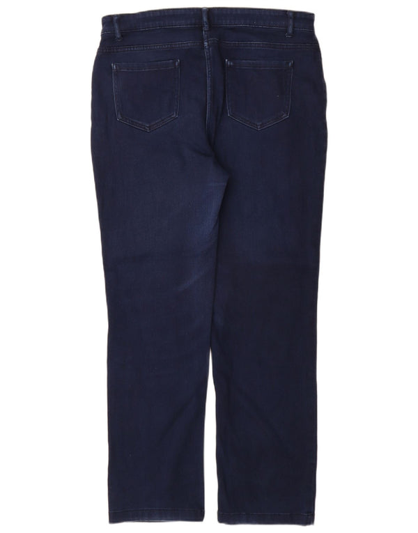 Marks & Spencer Womens Straight Jeans UK 14 Large W32 L30 Navy Blue Cotton