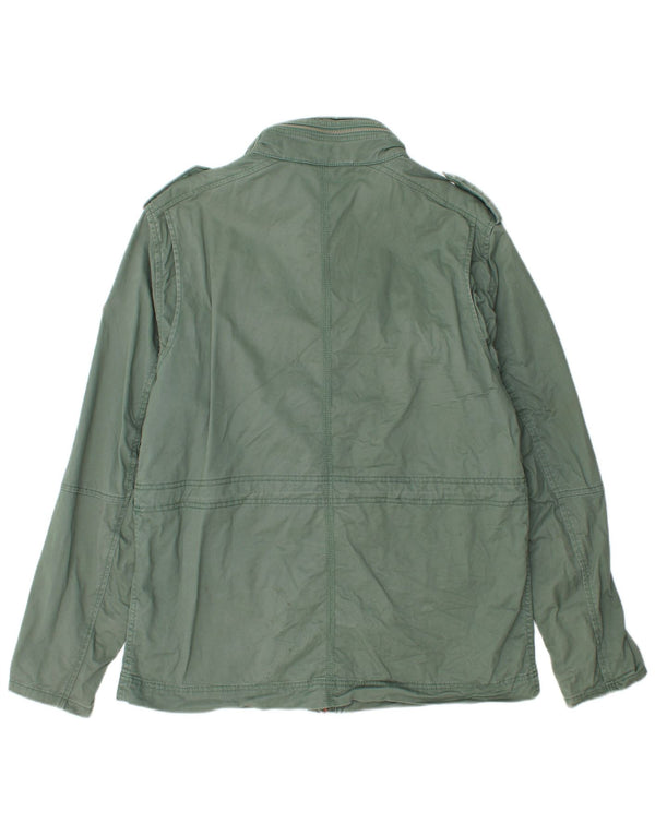 Timberland Mens Hooded Utility Jacket UK 38 Medium Green Cotton