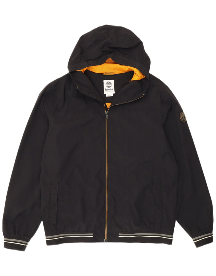 Timberland Mens Hooded Bomber Jacket UK 42 XL Black Nylon