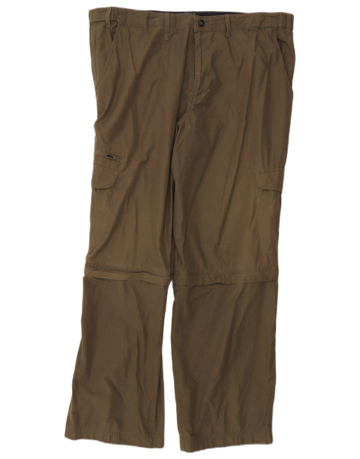 MARKS & SPENCER Mens Straight Cargo Trousers W40 L31 Green Polyamide