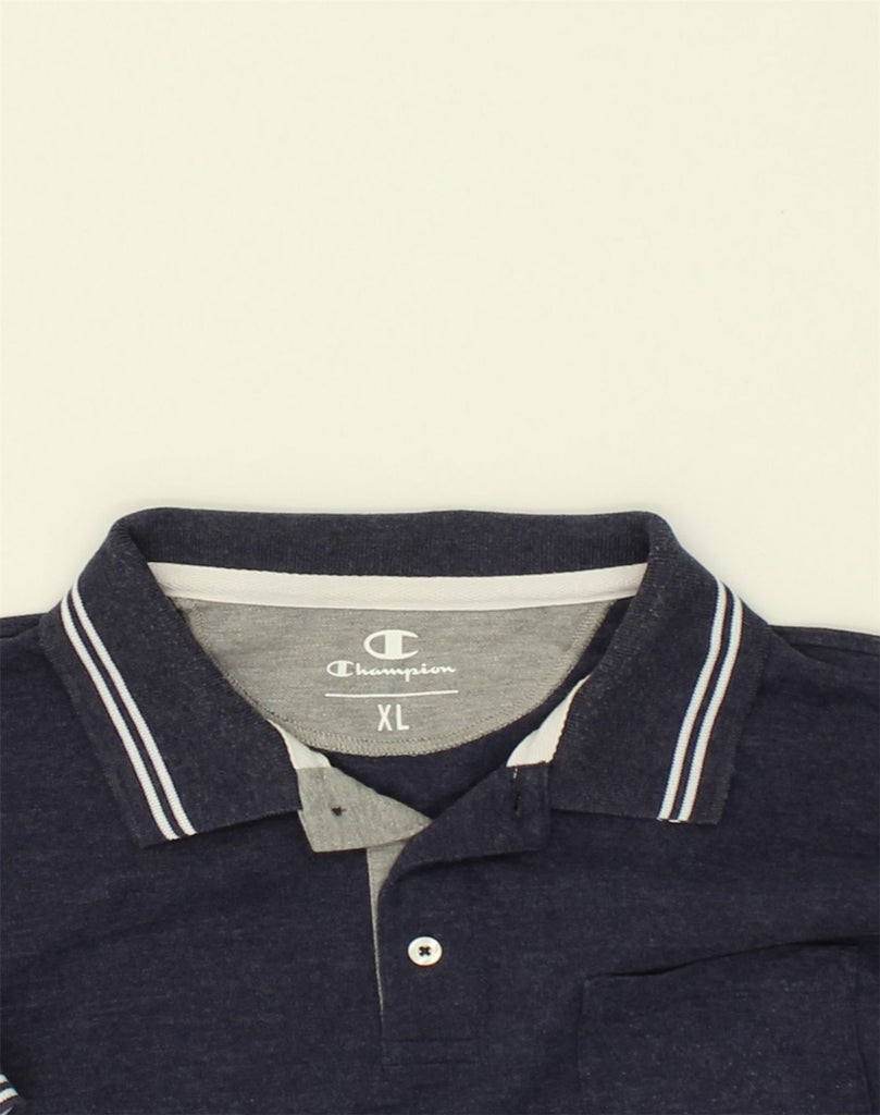 CHAMPION Mens Polo Shirt XL Navy Blue Cotton | Vintage Champion | Thrift | Second-Hand Champion | Used Clothing | Messina Hembry 