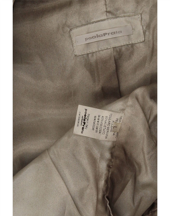 Paola Prata Womens Suede Jacket UK 14 Large Brown Leather