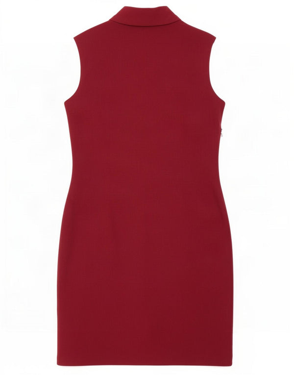 Vintage Womens Sleeveless Sheath Dress UK 12 Medium Burgundy