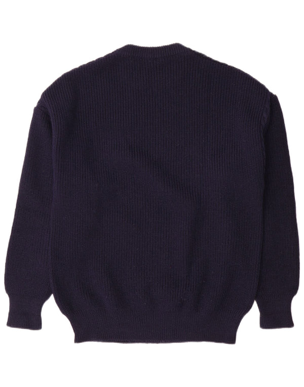 Ellesse Mens Crew Neck Jumper Sweater IT 52 Large Navy Blue Wool