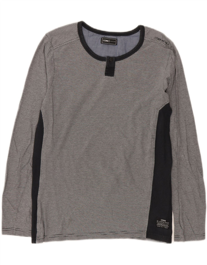Jack & Jones Mens Top Long Sleeve Medium Navy Blue Pinstripe Cotton