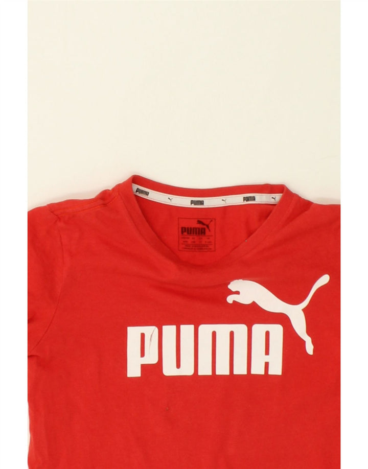 PUMA Boys Graphic T-Shirt Top 9-10 Medium Red Cotton Vintage Puma and Second-Hand Puma from Messina Hembry 