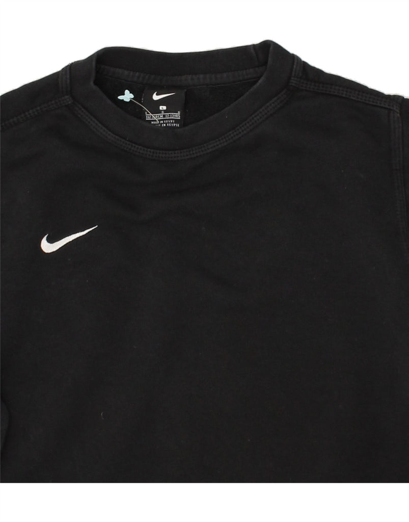 NIKE Boys Sweatshirt Jumper 12-13 Years Large Black Cotton | Vintage Nike | Thrift | Second-Hand Nike | Used Clothing | Messina Hembry 