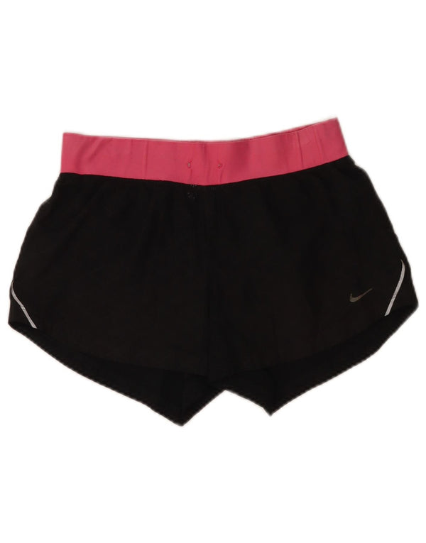 Nike Womens Dri Fit Sport Shorts UK 8 Small Black Colourblock Polyester