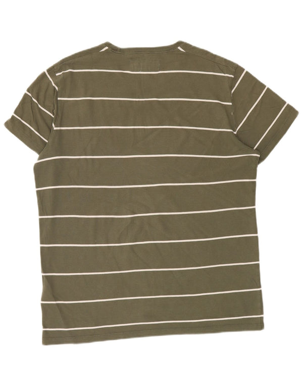 Abercrombie & Fitch Mens T-Shirt Top Medium Khaki Striped Cotton