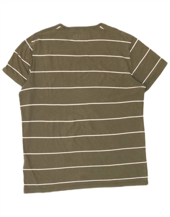 Abercrombie & Fitch Mens T-Shirt Top Medium Khaki Striped Cotton