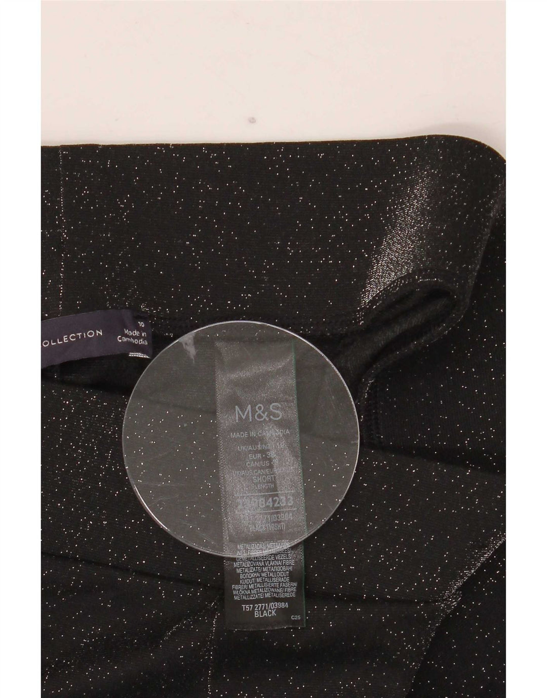 Marks & Spencer Womens Leggings UK 10 Small Black Flecked Polyamide