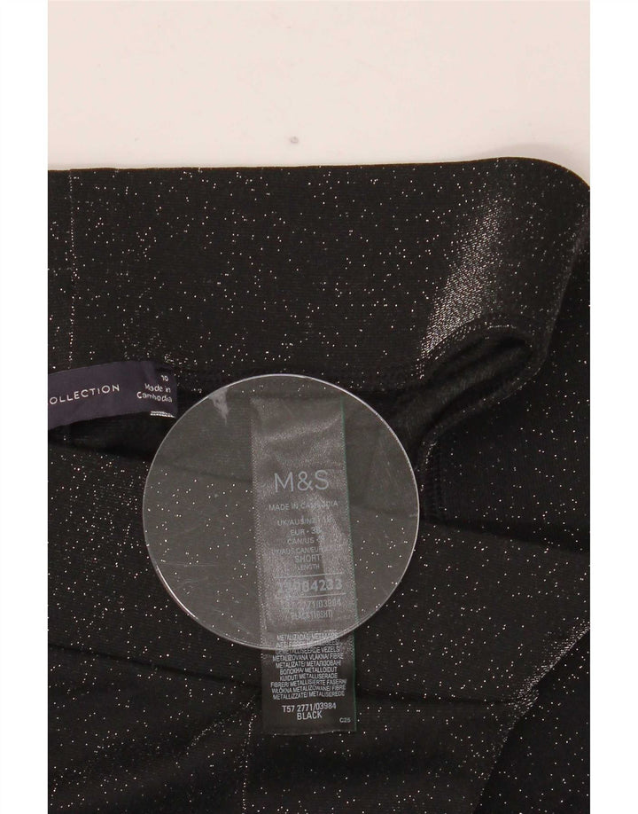 Marks & Spencer Womens Leggings UK 10 Small Black Flecked Polyamide