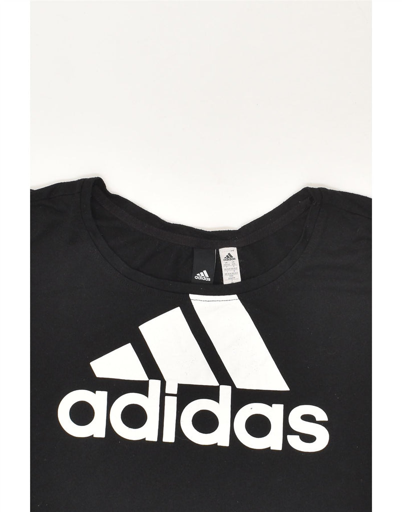 ADIDAS Womens Graphic T-Shirt Top UK 0-2 2XS Black Polyester | Vintage Adidas | Thrift | Second-Hand Adidas | Used Clothing | Messina Hembry 