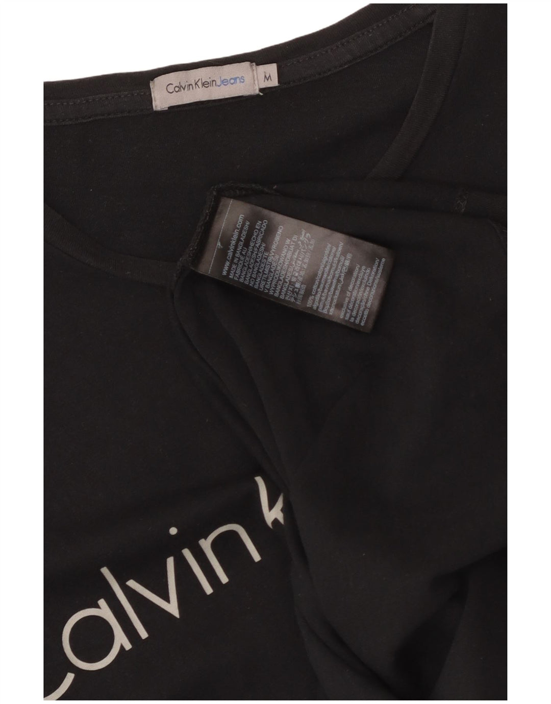 CALVIN KLEIN JEANS Mens Graphic T-Shirt Top Medium Black Cotton