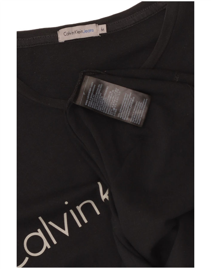 CALVIN KLEIN JEANS Mens Graphic T-Shirt Top Medium Black Cotton
