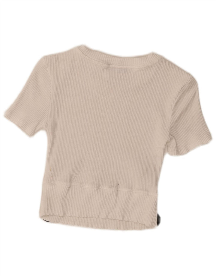 Zara Womens Crop Blouse Top UK 8 Small White Viscose