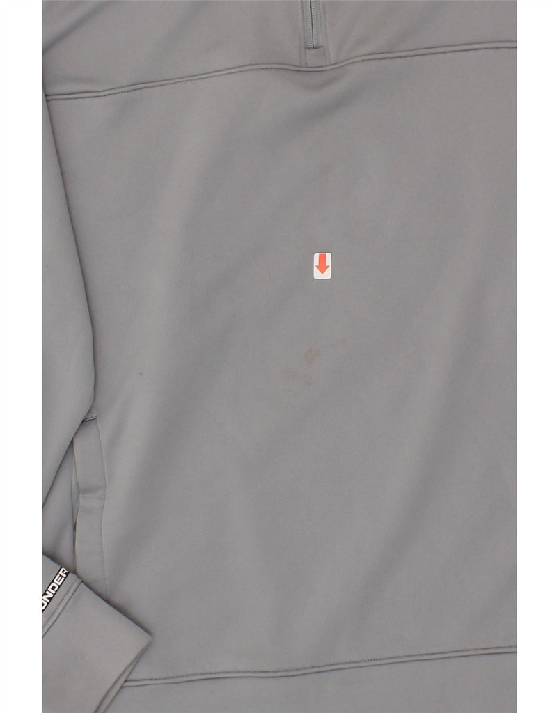 UNDER ARMOUR Mens Zip Neck Sweatshirt Jumper XL Grey Colourblock Polyester Vintage Under Armour and Second-Hand Under Armour from Messina Hembry 