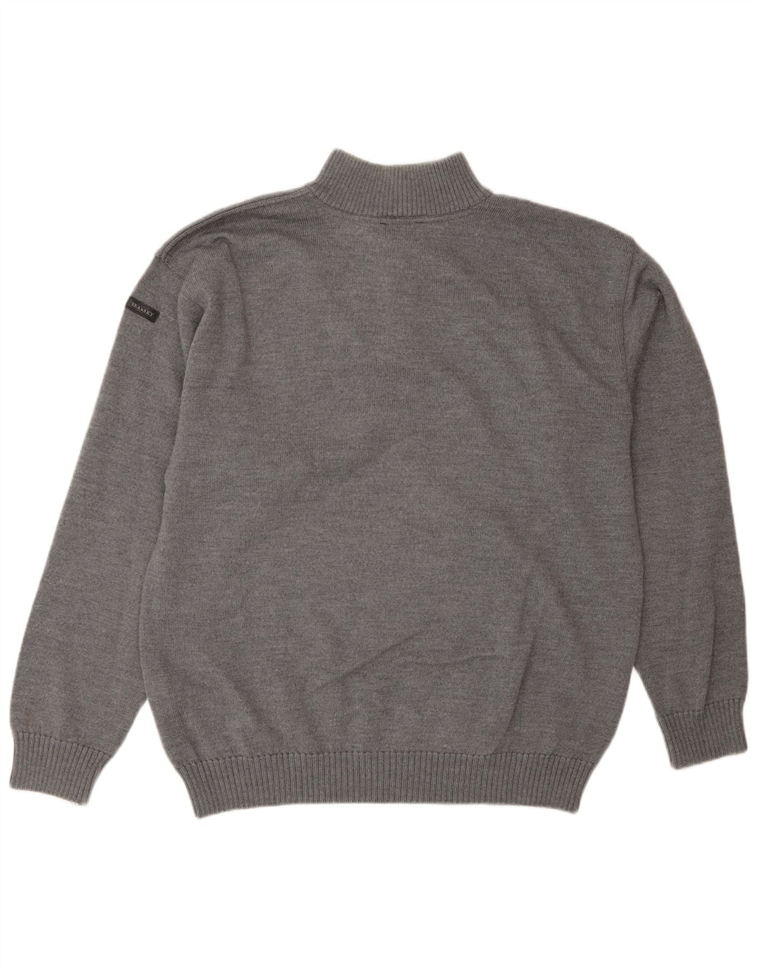Sea & Sky Mens Button Neck Jumper Sweater Large Grey Wool