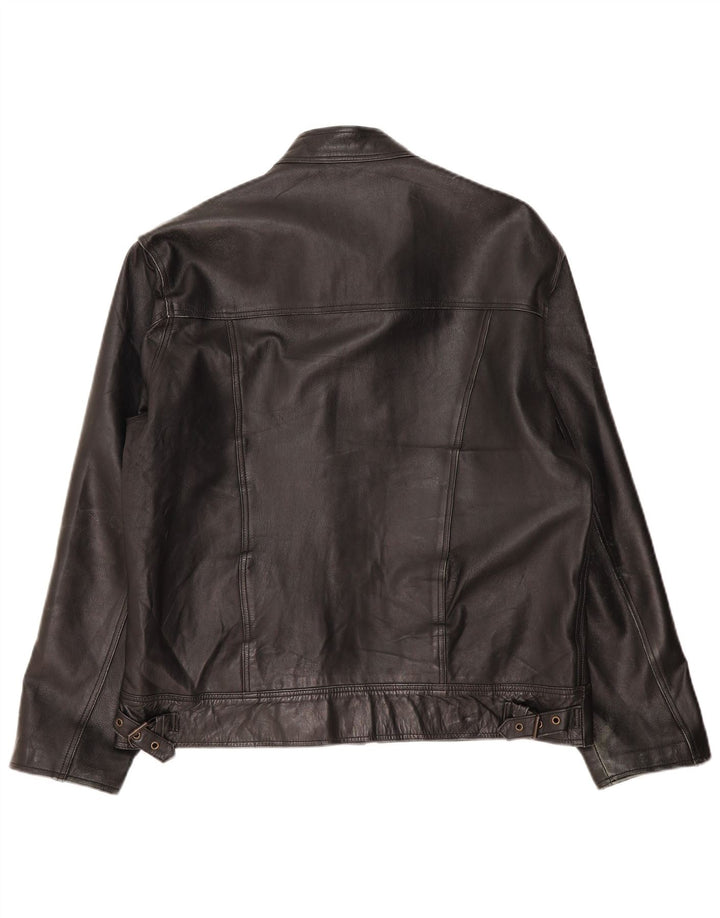 Conbipel Mens Free Heron Leather Jacket IT 52 Large Black Leather