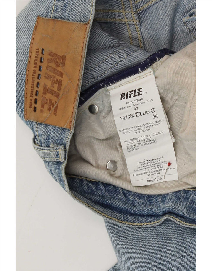 Rifle Mens Skinny Jeans W33 L33 Blue Cotton