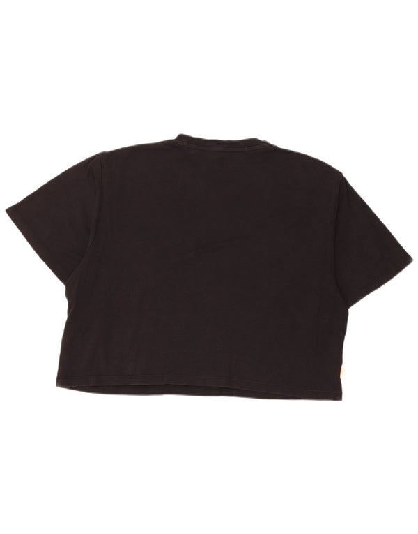 Timberland Womens Crop Relaxed Fit Graphic T-Shirt Top UK 14 Medium Black